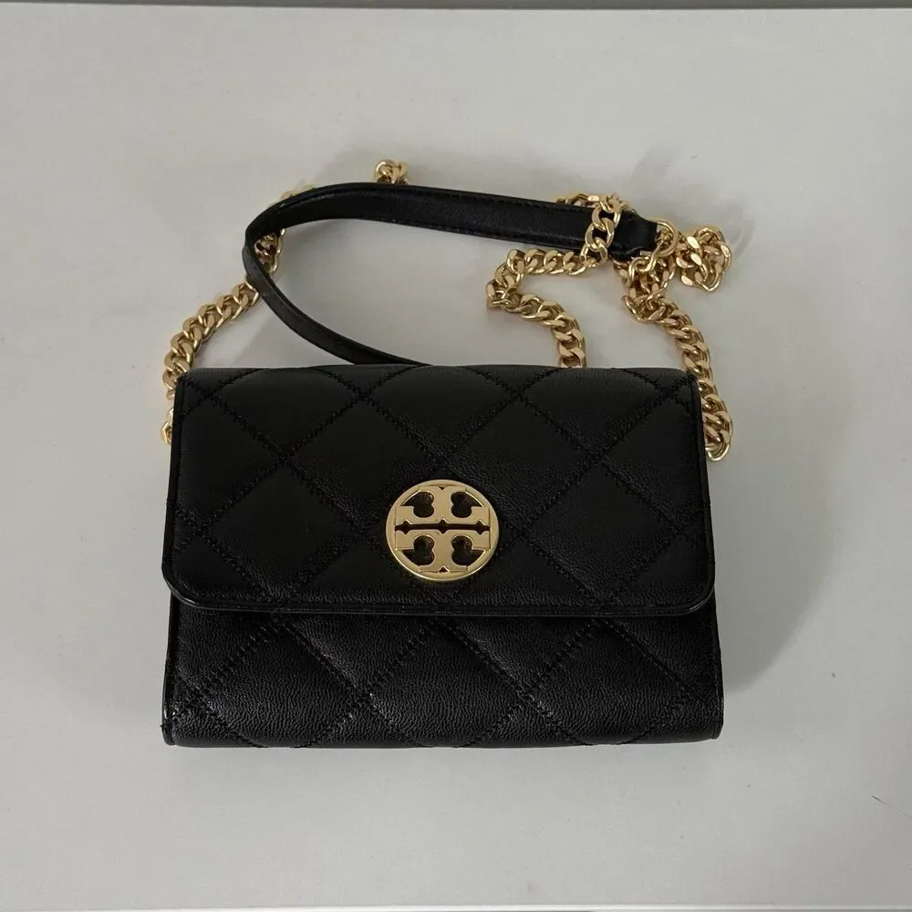 Tory Burch Willa Chain Wallet Crossbody Bag Black With Dust bag